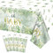 Hegbolke 4 manteles rectangulares para baby shower, 220 x 130 cm, para decoración de mesa de baby shower, decoración neutra de género, color verde salvia
