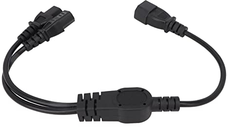 Nema 5 13R Splitter Y-Kabel, C14 auf 2 X C13 Netzkabel 10 A 125 V / 2,5 A 250 V, Plug and Play, PVC-Ummantelung, für PCs, Monitore, Drucker