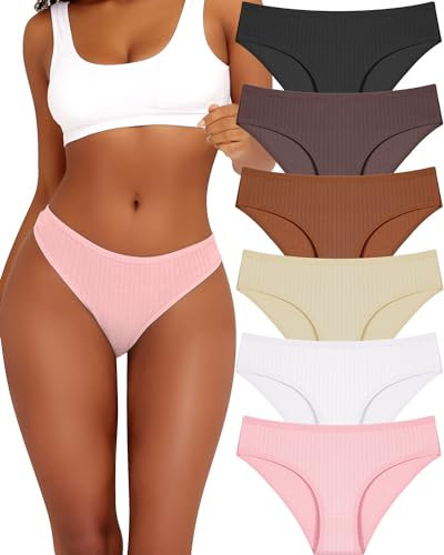 BeReady Confezione da 6 Mutande da Donna in Cotone Elasticizzato Slips Cotone Hipster comode Biancheria Intima Cotone Intimo Traspirante Slip da Donna Confezione Multipla S-XL,A-6er,M