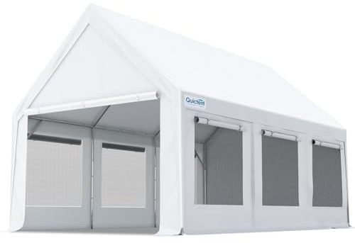 Quictent Tettoia resistente per tettoia per auto coperta, 3 x 6 m, con pareti laterali e finestre di ventilazione, capanno per camper, camion, barca, tenda per feste all'aperto per matrimoni, colore: