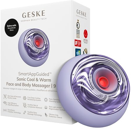 GESKE Sonic Cool & Warm Face & Body Massager | 9 in 1 | Straffend | SmartAppGuided™ | Elektrisches Massagegerät | Gesicht & Körper | Batterielose Wärme- & Kühltechnologie | Entspannend