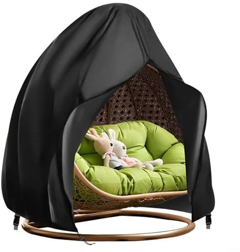 Hanging Egg Chair Cover, 420D Heavy Duty Oxford Full Coverage Swing Chair 230 x 200 cm Waterproof Suitable for Most for Double Egg Chairs Black and Grey Options(Black)