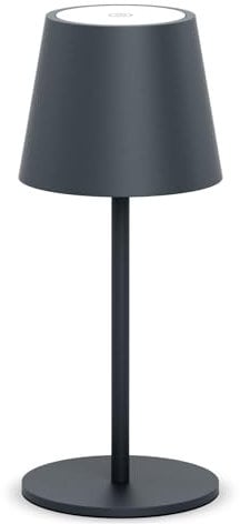 lundwa Dimmbare led akku tischleuchte 26CM, 5000mAh camping lampe akku aufladbar, 3W 3000K tischleuchte kabellos, IP54 Outdoor Tischlampe für Restaurant, Schlafzimmer, Bar (Anthrazit,1 Stück)