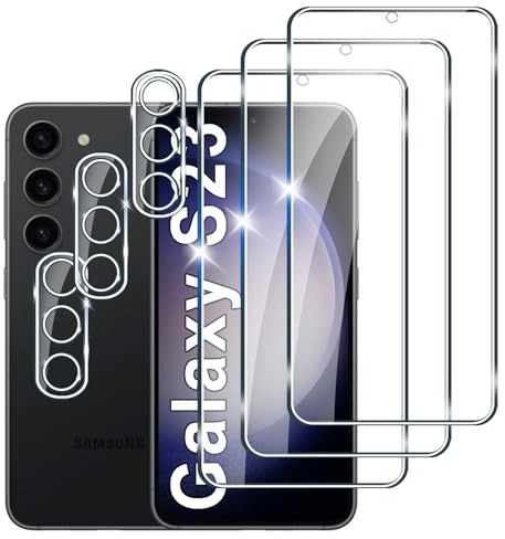 LYPHPE Verre Trempé pour Samsung Galaxy S23, 3 Pièces Dureté 9H Vitre Protection Écran avec 3 Pièces Caméra Arrière Protecteur, Sans Bulles Anti-rayures Protecteur D'écran