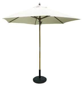 SiMPO LIFESTYLE Sonnenschirm 250 cm Holz-Sonnenschirm Marktschirm Gartenschirm Terrassenschirm Rund UV50+ (Beige, 2.5m)