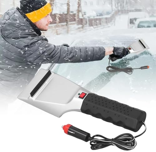 Eznaobo Eiskratzer für Auto-Windschutzscheibe, 12 V, elektrisch, beheizt, Auto-Schneeschaufel, Auto-Schneeschaber für Auto, LKW, Fenster, Windschutzscheibe, Schneeräumung, Frost, Eiskratzer