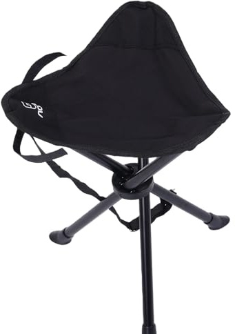 SPYMINNPOO Klappbarer Camping Hocker, Tragbar, Wasserdicht PVC-Beschichtet, Belastbar bis 200kg, Schwarz, für Angeln und Picknick