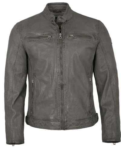 Mauritius Gipsy by Herren Echtleder Lederjacke Lammnappa grau Größe M
