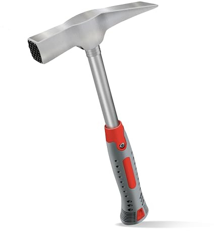 C&T Maurerhammer, Geologenhammer,Steinhammer,Mason's Hammer 600g mit Stahlrohrstiel R-Type | Berliner Form | Hochwertiger Zimmererhammer & Bautenschutzhammer | Robustes Maurerwerkzeug für Profis