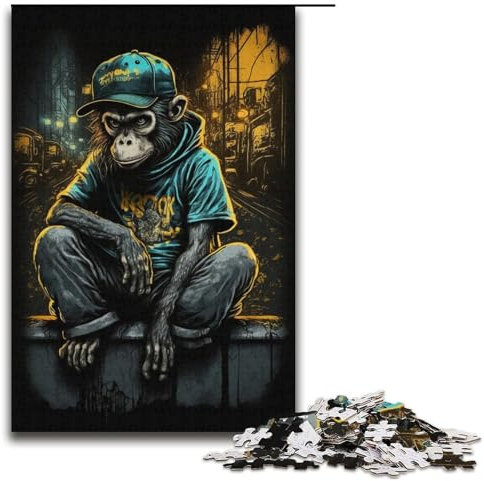 Puzzle für Erwachsene, Hip-Hop-AFFE, Puzzle für Erwachsene, 1000 Teile, Kartonpuzzle (Größe 38 x 26 cm)