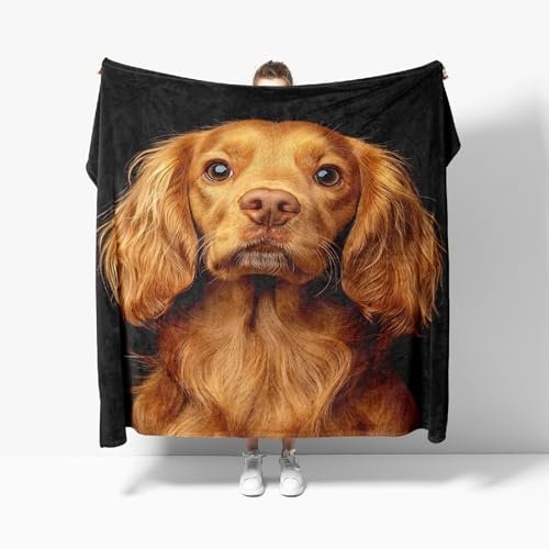 Coperta Plaid Pile di Flanella 70x100 cm, Simpatico Modello di Cocker Spaniel Dorato Calda e Morbida Coperta Pelosa Per Letto Bambino, Nero Coperta Morbida Leggera per Divano, Campeggio e Viaggi
