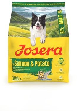 JOSERA Lachs & Kartoffel | 900 g | Trockenfutter für Erwachsene Hunde | Adult | Monoprotein - 100% Lachs | Getreidefreies Premiumfutter mit Käutern & Früchten - auch für Senioren | proteinarm