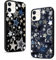 Zrutru 2 Pack Cool Star Phone Case for iPhone 12/12 Pro 6.1,Cute Silver Stars Aesthetic Y2K Cases Trendy Design Cover for Women Men Girls,Black Silicone Shockproof Protective Funda for iPhone 12