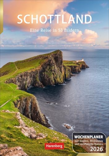 Schottland - Wochenplaner 2026 - Harenberg-Verlag - 53 Blatt mit tollen Fotos von Schottland, Zitaten und Wochenchronik - Wandkalender - 25 cm x 35,5 cm