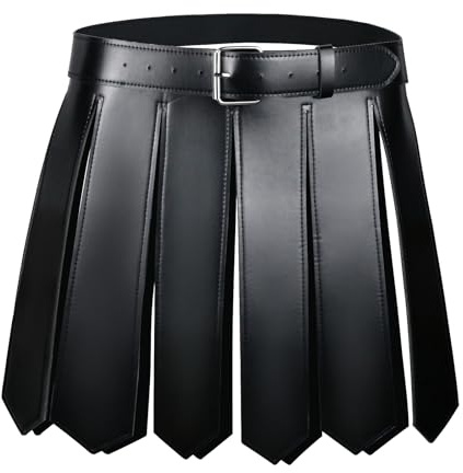TINAYAUE Herren Mittelalter Spartaner Krieger Rock Verstellbare PU Leder Römer Gladiator Kostüm Wikinger Ritter Rüstung Soldat Schlacht Rock für Halloween Cosplay