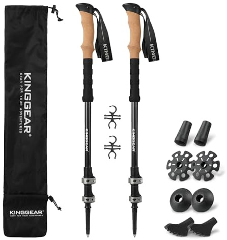KINGGEAR Trekkingstöcke aus 100 % Kohlefaser zum Wandern