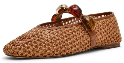 Steve Madden Poppin Ballerinas für Damen, Brauner Bast, 6.5