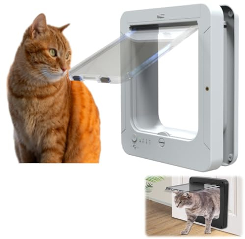 Porta per gatto intelligente, pulcino con chip elettronico, con 2 collari di rilevamento e 1 telecomando, dimensioni di apertura: 7,7 x 8,3 in, pulcino elettronico