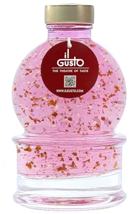 IL GUSTO Pink Gin with 22K Gold Flakes in Snow Globe Bottle – 200ml | Swirling edible gold shimmer • Luxury Gift for Her or Him • Perfect for Birthday, Parties, Christmas & Festive Celebrations