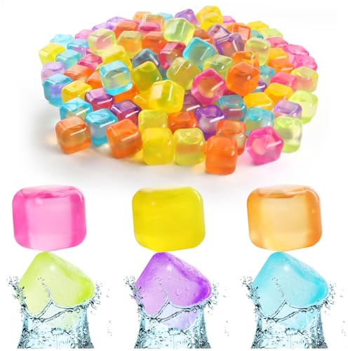 Wilhelm Sell® 120x wiederverwendbare Eiswürfel in tollen Farben | Party-Eiswürfel zum Kühlen von Getränken [Auswahl variiert]