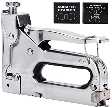 Staple Gun Manual Heavy Duty Nail Stapler Kit for Woodworking Oil Painting Frames and Cartons ABS Plastic Iron Material