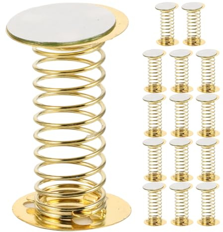 ULTECHNOVO 15Pcs Metal Spring Base for Wobbling Dolls with Double-Sided Nano Adhesive Small Brass Insert Spring Desk Ornament for DIY Craft Decorations