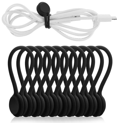 10 Stück Magnetische Kabelbinder, Kabelhalter Silikon | Magnetic Ladekabel Organizer, Wiederverwendbare USB Kabel-Management, für Büro, Schule, Zuhause Cable Organizer