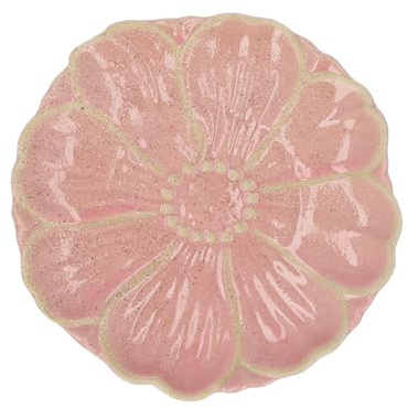 Gisela Graham Pink Flower Side Plate, Stoneware, Round, 16cm, Glazed Finish