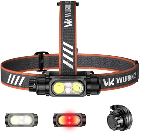 Wurkkos HD17 Led Stirnlampe Wiederaufladbar 2500 Lumen Superhelle Kopflampe | Rotlicht & 6 Modi，180° Verstellbar, IPX6 Wasserdicht, Leichte Stirnleuchte für Joggen, Angeln, Camping