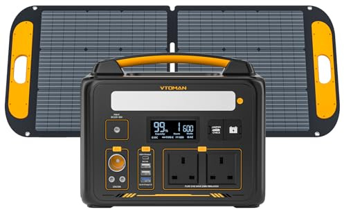 VTOMAN Jump 600X Portable Power Station with 110W Lightweight Solar Panel | 299Wh Expandable Solar Generator LiFePO4 Battery with 600W (Surge 1200W) AC Outlet, PD 60W Type-C Output for Camping