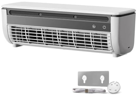 Ventilador de pared con nebulización recargable, ventilador de mesa portátil con batería de 6000 mAh con control remoto, 3 velocidades de viento, rejilla lavable desmontable para cocina, campin white