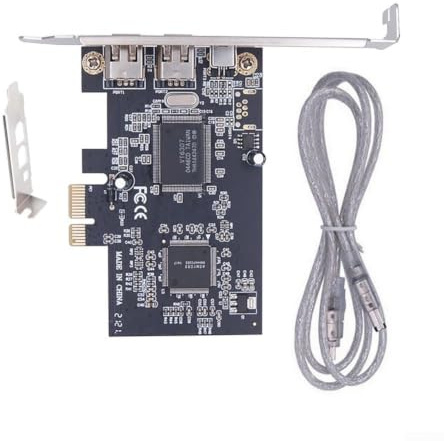 Erweiterungskarte für PCIE auf FireWire, 3 Anschlüsse, IEEE 1394a, Adapter mit Low-Profile-Halterung für DV für Camcorder, HDV, Videoaufnahme, externe Festplatte für Windows 10, 8, 7