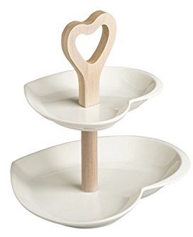 BRANDANI 53084 - Alzata per torte a doppio cuore, colore: Bianco