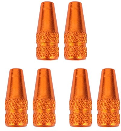 TOMALL Ventilkappen für Fahrradreifen, französisches Ventil, Abdeckungen, Fahrrad-Ventilkappen, Schwarz, 6 Stück, Orange