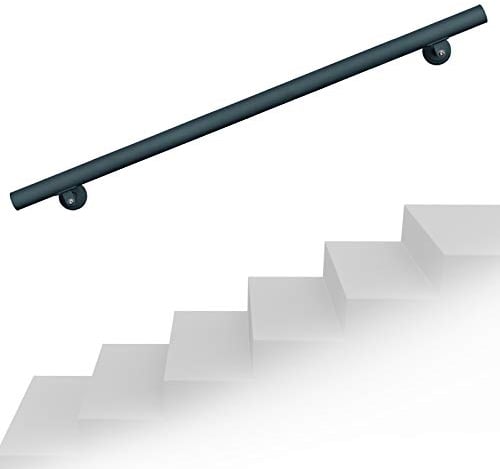 Wiltec Set pasamanos barandilla 100cm antracita acero montaje a la pared sujeción escalera seguridad decoración