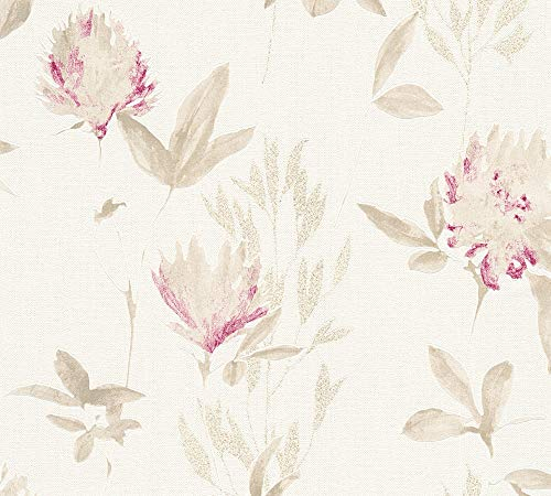 A.S. Création 344981 - Papel pintado, Vinilo. Fieltro, Beige, Metallic, Lila, 10,05 m x 0,53 m