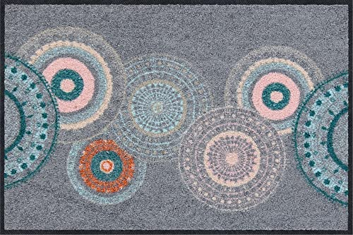 Erwin Müller Fußmatte, Schmutzfangmatte, Sauberlaufmatte Mandala grau Größe 40x60 cm - rutschfest, langlebig, pflegeleicht, für Fußbodenheizung geeignet
