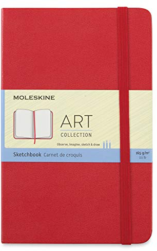 Moleskine - Art Sketchbook, Notizbuch zum Skizzieren und Zeichnen, Papier Geeignet für Stifte, Pastellfarben, Zeichenkohle, Stifte, Füllfederhalter und Textmarker - Hardcover, Größe Medium 11,5 x 18 cm, Farbe Scharlachrot, 88 Seiten