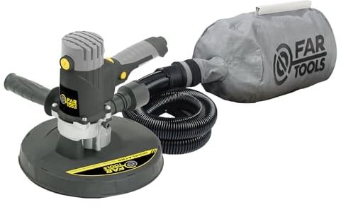 Fartools Ponceuse murale plâtre 1200W Ø225mm, auto-aspirante, 1400-3100tr/min, fixation autoagrippante, collecteur de poussières, flexible 2m