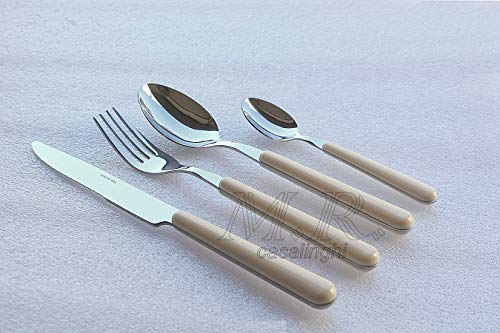 MRcasalinghi Set Posate Colorate ACCIAO Inox Manico in ABS Colore Avorio
