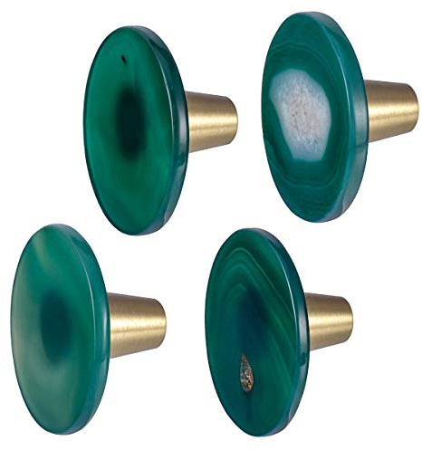 mookaitedecor Satz von 4 Achat Schubladenknopf, Dekorative Möbelknöpfe Möbelgriff für Schublade/Schrank/Tür, Durchmesser 50 mm - Grün
