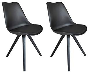 byLIVING Esszimmerstuhl 2er-Set Kira, Kunststoff, Kunstleder in schwarz | Metallgestell schwarz, B 48, H 86, T 55,5 cm, Esszimmerstuhl, Wohnzimmerstuhl, bis 110 kg