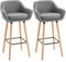 HOMCOM Tabourets de Bar Design scandinave - Lot de 2 tabourets de Bar Grand Confort avec Repose-Pieds et accoudoirs - Bois Massif Lin Gris foncé