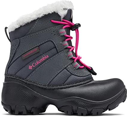 Columbia Rope Tow 3 Waterproof wasserdichte Winterstiefel für Kinder, Grau (Dark Grey x Haute Pink), 30 EU