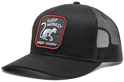 Trucker Cap Damen/Herren Surf Monkey® - One Size (55-61 cm) - Verstellbare Mesh Cap - Snapback mit luftigem Netzteil (schwarz)