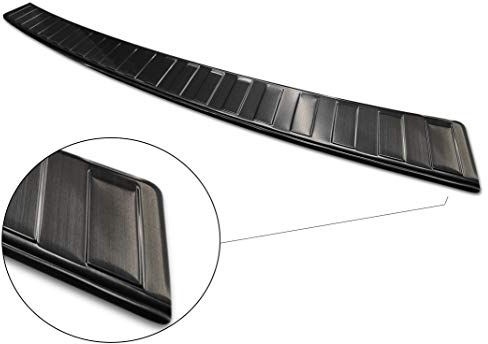 Avisa Schwarz Edelstahl Heckstoßstangenschutz kompatibel mit VW Transporter T5 2003-2015 (Alle) & T6 2015- / FL 2019- (mit Hecktüren) 'XL' 'Ribs'