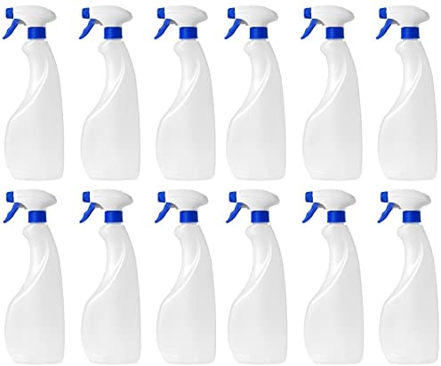 MARKESYSTEM - Botella pulverizador vacía de plástico 750ml (12 Botellas) Traslúcida y reciclable HPDE - Hogar y Profesional - Pistola para Productos químicos, líquidos, alcoholes, etc.