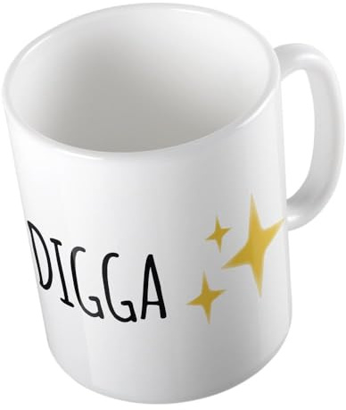 Hellweg Druckerei Huuraa Kaffeetasse Digga Emoji Stars Sparkles 330ml | Geschenk Keramik Tasse Weiß 10 x 8 cm Kaffeebecher Geschenkidee