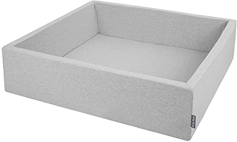 KiddyMoon Piscina De Bolas 120X30cm/SIN Bolas El Cuadrado Grande para Ninos,Hecha En La UE, Gris Claro