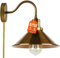LEDSone Black Wall Light Sconce Fitting Metal Firm Wall Mount 180 Degree Adjustable Swing Arm Industrial Wall Fixtures lamp with Cone Light Shade for Livingroom, Kitchen, (Yellow Brass)